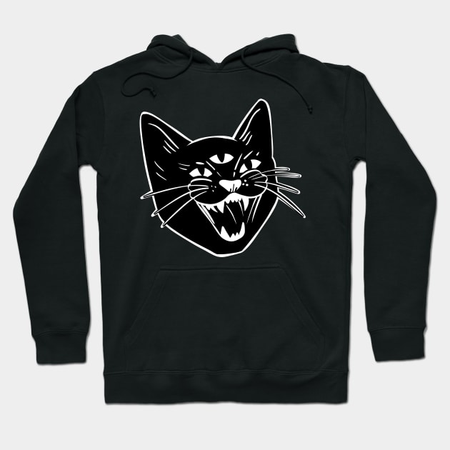 Hissing three eyed Black cat Hoodie by SusanaDesigns